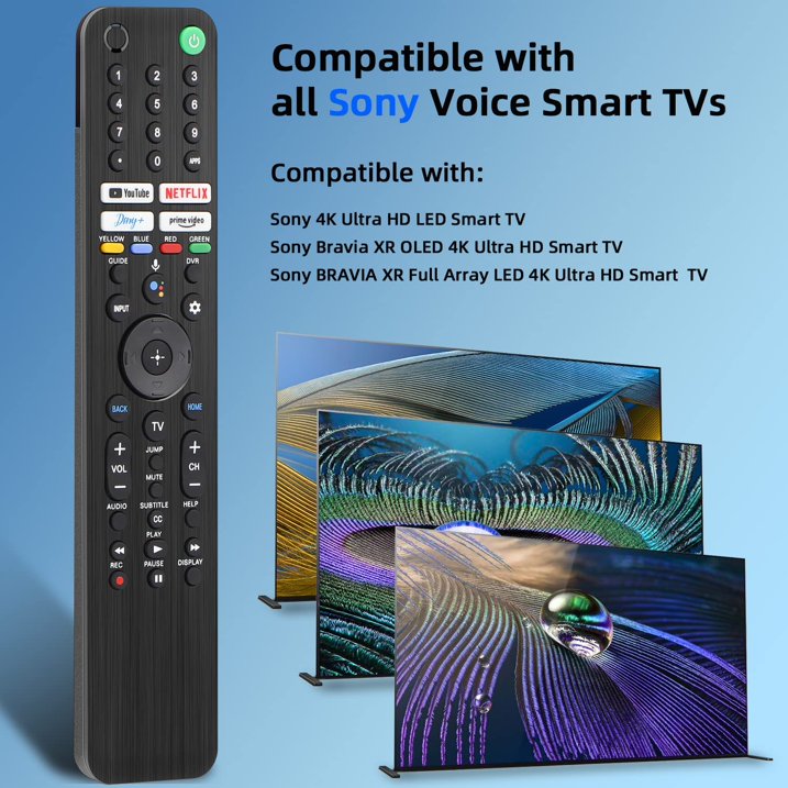 Voice Remote Control RMF-TX520U for Sony TV, Replacement for Sony Bravia OLED LED 4K 8K UHD Smart Google TV, with YouTube, Netflix, Disney+, Prime Video Buttons