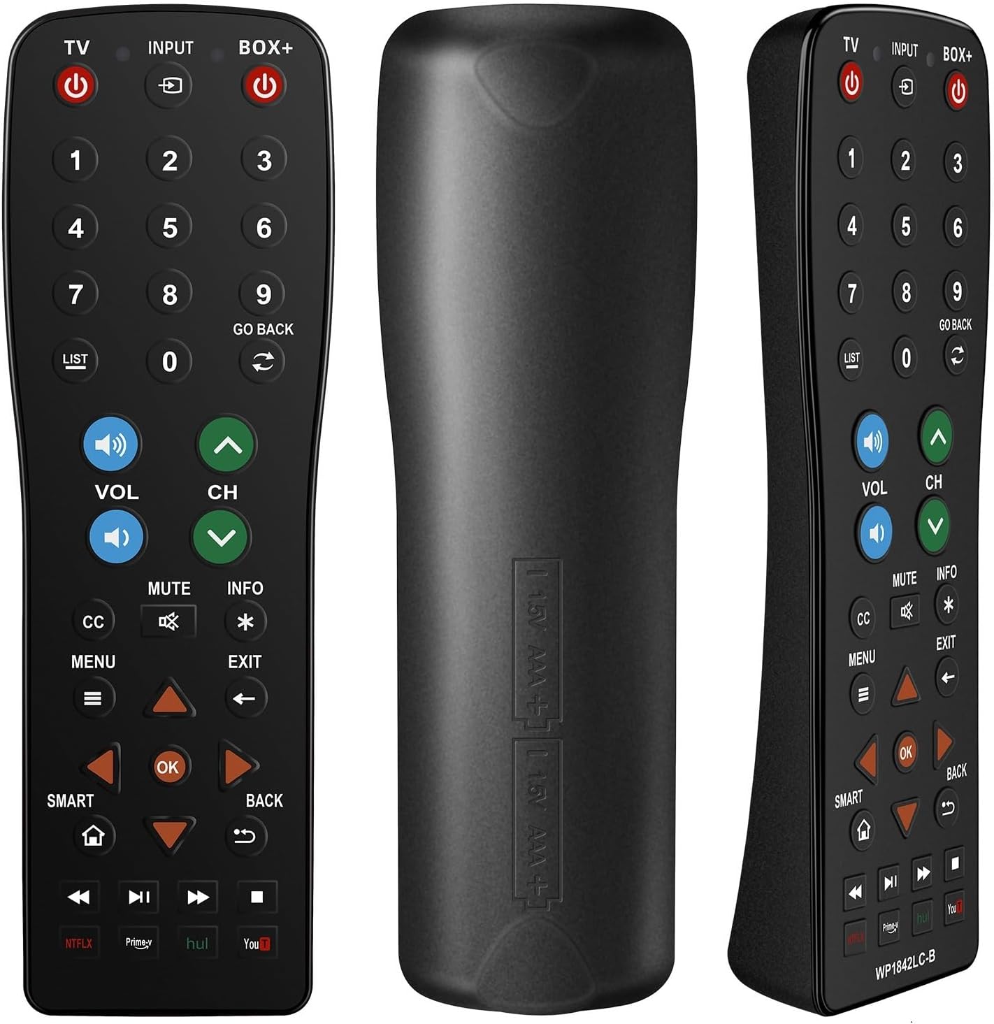 Waterproof Universal TV Remote Control for TV, Audio System, Cable/Satellite Box, DVD Player, Roku TV, Apple TV, Easy Clean - 2 in 1(WP-1842B)