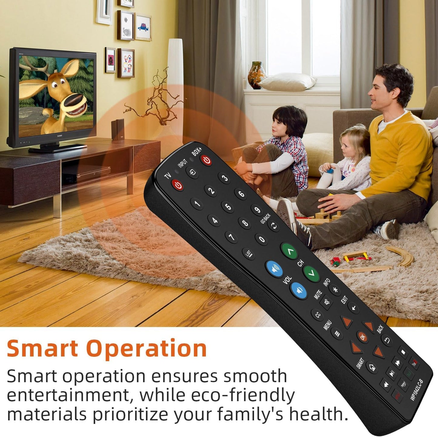 Waterproof Universal TV Remote Control for TV, Audio System, Cable/Satellite Box, DVD Player, Roku TV, Apple TV, Easy Clean - 2 in 1(WP-1842B)