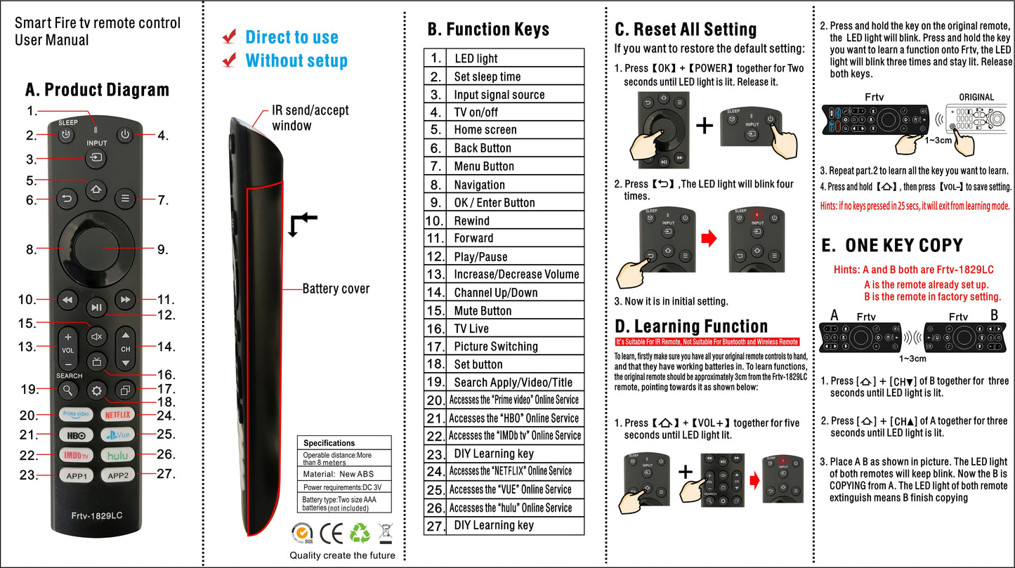 Replacement Remote for Toshiba and Insignia Smart TV  (2023 Updated Edition) [No Voice Search]