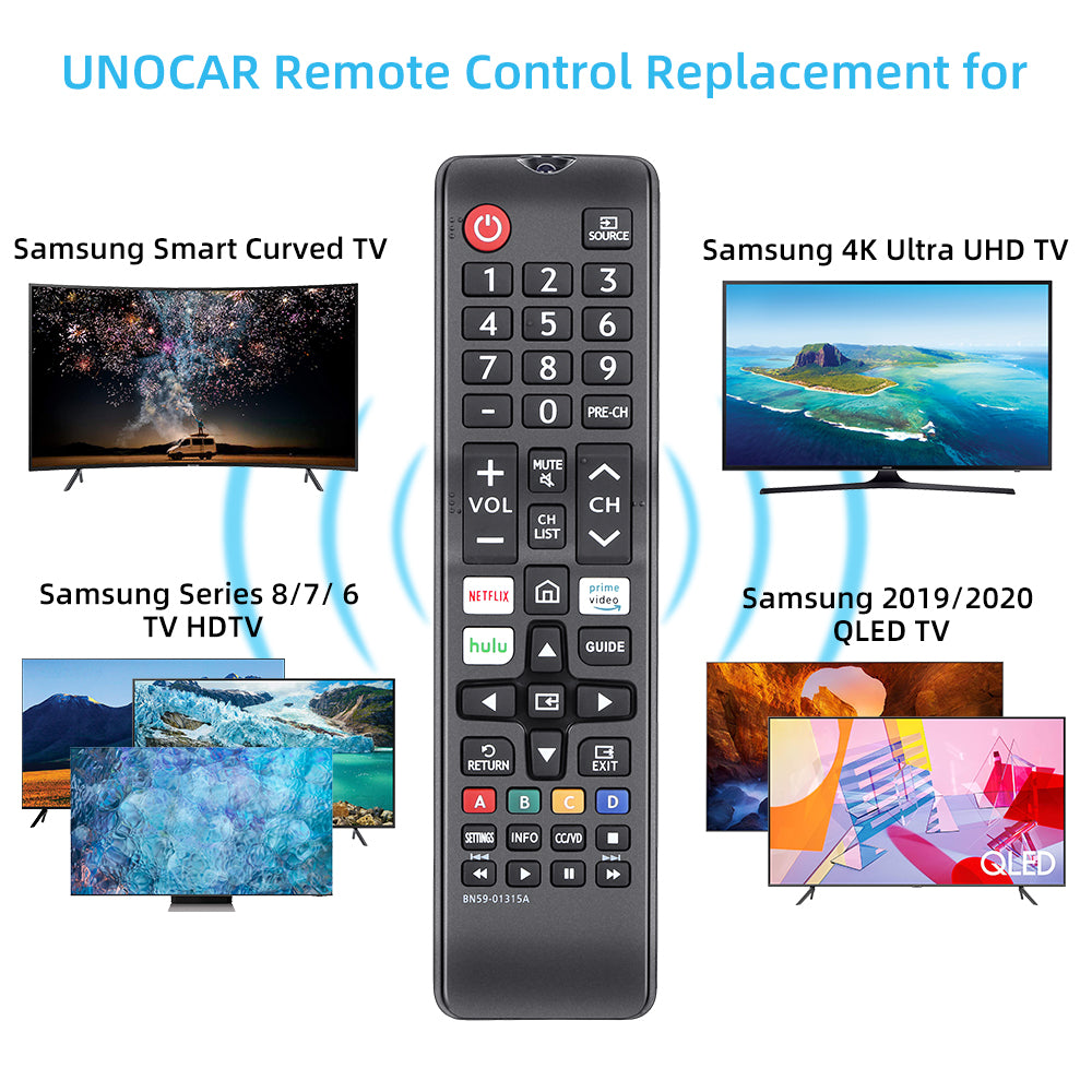BN59-01315A Remote Control Replacement for Samsung-Smart-TV-Remote All Samsung LED QLED LCD 6/7/8/9 Series 4K UHD HDTV HDR Flat Curved Smart TV, with Netflix, Prime Video and Hulu Button
