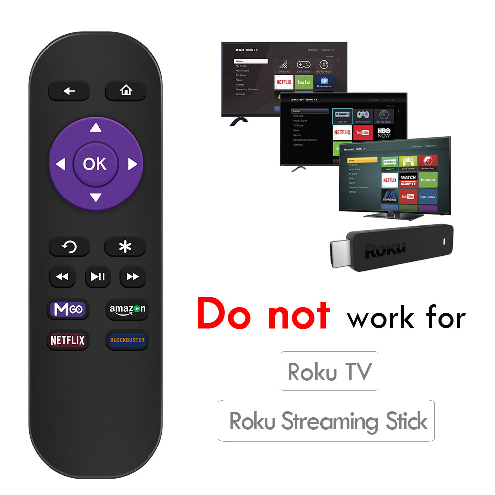 Remote Control Replacement Compatible with Roku 1, Roku 2, Roku 3, Roku 4, (HD, LT, XS, XD), Roku Express. Do NOT Support Roku Stick, Roku Premiere, Roku Ultra, Roku TV or Roku Game